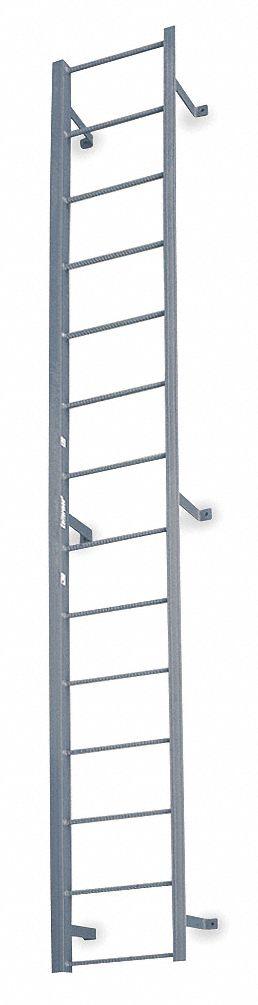 COTTERMAN Fixed Ladder: 16 ft Overall Ht, 22 in Overall Wd, Steel, 300 lb Load Capacity - Fixed Ladders
