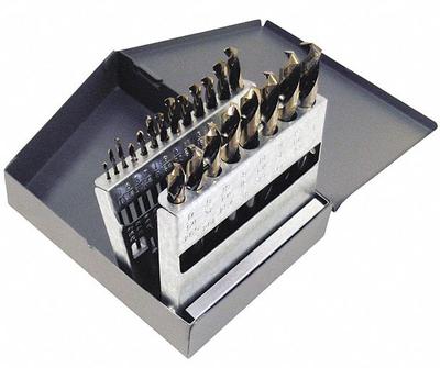 CLE-LINE Mechanics Length Drill Bit Set: 21 Pc, 1/16" to 3/8", 135° Split Point - High-Speed Steel Mechanics-Length Drill Bit Sets