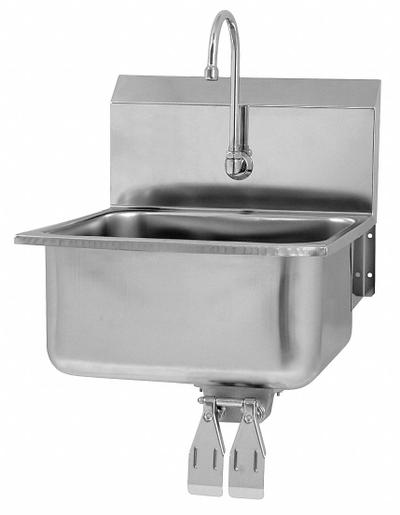 SANI-LAV Hand Sink: 1 Stations, 10 in Bowl Dp, 19 in Bowl Lg, 16 in Bowl Wd, Faucet Included - One-Station Wall-Mounted Hand Sinks with Faucets