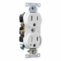 LEVITON Duplex Receptacle Outlet: Duplex, 5-15, White, 125V AC, 15 A, 2 Pole / 3 Wire (MPN TBR15-S1W)