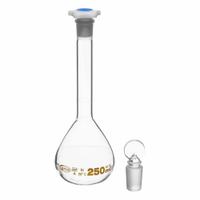 UNITED SCIENTIFIC SUPPLIES INC Glass Flasks: 250 mL, Colorless, Round, A, +/-0.12 mL (MPN FGWM250). Key specifications — Shape: Round; Tolerance: +/-0.12 mL; Body Color: Colorless; Brand: UNITED SCIENTIFIC SUPPLIES INC; Compatible with Stopper Size: 19/26; USP Specification: Type I.