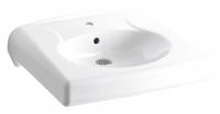 KOHLER Bathroom Sink: Brenham™, White, Vitreous China, 22 in Overall Lg, 19 3/4 in Overall Wd (MPN K-1997-SS1-0). Key specifications — Series: Brenham™; Includes: Wall Hanger; Color: White; Brand: KOHLER; Sink Type: Bathroom; Material: Vitreous China; Sink Material: Ceramic.