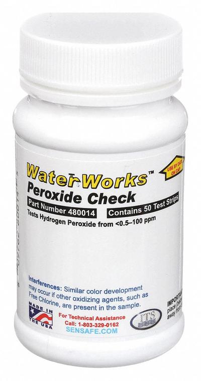 INDUSTRIAL TEST SYSTEMS Test Strips: Peroxide, 0.5 to 100 ppm Peroxide, Strip, 50 Tests - Single-Parameter Test Strips