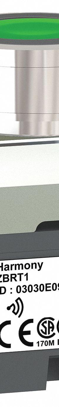 SCHNEIDER ELECTRIC Wireless Push Button Transmitter: 22 mm Panel Mounting Size, XB4R (MPN ZB4RTA3). Key specifications — attr207014: ZB4RTA3; attr1020909: Momentary; attr1020910: Transmitter; attr1020912: Green; attr1020913: Metal; attr1020918: None; attr1020930: Non-Illuminated; attr1020931: Metal.