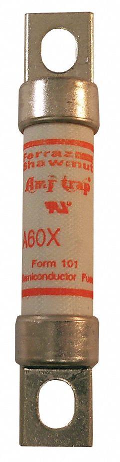 Semiconductor Fuse: A60X Series, Fast-Acting, 60 A, 600 V AC, Non-Indicating (MPN A60X60-4). Key specifications — Series: A60X; Brand: MERSEN; Voltage Type: AC Only.