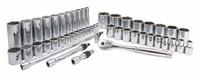 PROTO Socket Set: 3/8 in, 1/2 in Drive, 50 Piece, 6-Point, SAE, 5/16 in 1 in (MPN J47219). Key specifications — attr1224269: 3/8 in, 1/2 in; attr1204685: Not Tether Capable; attr1204650: 5/16 in 1 in; attr1204673: Socket Bits Not Included; attr1204688: PROTO; attr1206170: Deep Sockets.