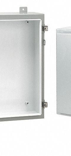 HOFFMAN Enclosure: Steel, 36 in x 36 in x 8 in, NEMA 12/13, Solid Cover, Hinged (MPN A363608LP). Key specifications — Brand: HOFFMAN; Closure Method: Clamps; Knockouts: Not Included.