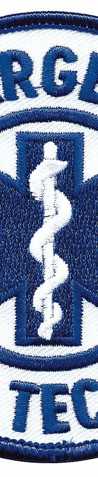 HEROS PRIDE Embroidered Patch: Emergency Medical Technician, 3 1/2 in, White, Polyester/Rayon (MPN 5298). Key specifications — attr188498: 3-1/2 in; attr188499: White; attr188500: Rayon; attr188503: Emergency Medical Technician; attr193746: HEROS PRIDE.