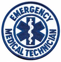 HEROS PRIDE Embroidered Patch: Emergency Medical Technician, 3 1/2 in, White, Polyester/Rayon (MPN 5298). Key specifications — attr188498: 3-1/2 in; attr188499: White; attr188500: Rayon; attr188503: Emergency Medical Technician; attr193746: HEROS PRIDE.