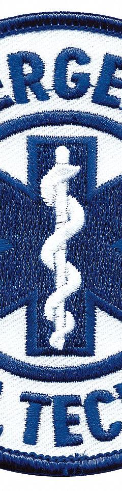 HEROS PRIDE Embroidered Patch: Emergency Medical Technician, 3 1/2 in, White, Polyester/Rayon (MPN 5298). Key specifications — attr188498: 3-1/2 in; attr188499: White; attr188500: Rayon; attr188503: Emergency Medical Technician; attr193746: HEROS PRIDE.