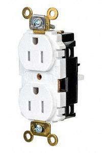 HUBBELL Receptacle: Duplex, 5-15, White, 125V AC, 15 A, 2 Pole / 3 Wire (MPN HBL5262STWTR)