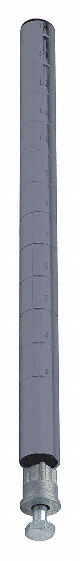 QUANTUM Shelving Post: 86 in x 1 in, Steel, Quick-Adjust, Gray, 1 Posts (MPN P86GY). Key specifications — Brand: QUANTUM; Recommended Environments: Wet; Leveling Feet Included: No; Color: Gray; Finish: Epoxy Coated; Material: Steel.