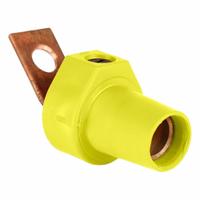 Single Pole Receptacle: Yellow, Straight Taper Nose Mating, Angled One-Hole Bus Bar Termination (MPN 16F21-UY). Key specifications — Series: 16; Receptacle Gender: Female; Brand: LEVITON.