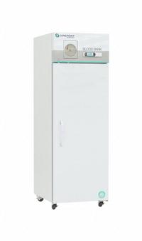 COREPOINT SCIENTIFIC Blood Bank Refrigerator: 23 cu ft, Upright, 1°C to 10°C, 36 3/8 in Overall Dp (MPN NSBR231WSWCR-0). Key specifications — Door Opening Style: Right; Color: White; Alarm Type: Door Ajar; Manufacturer Part Number: NSBR231WSWCR-0; Brand: COREPOINT SCIENTIFIC; Product Type: Blood Bank Refrigerator; Door Type: Swing Solid; Refrigerant Type: R-600a.