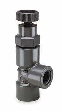 HAYWARD Globe Valve: For Fluids Media, PVC, Angle, 1/4 in Pipe Size, FNPT x FNPT, Female, NPT, NPT (MPN AV10025T). Key specifications — Brand: HAYWARD; Stem: Rising.