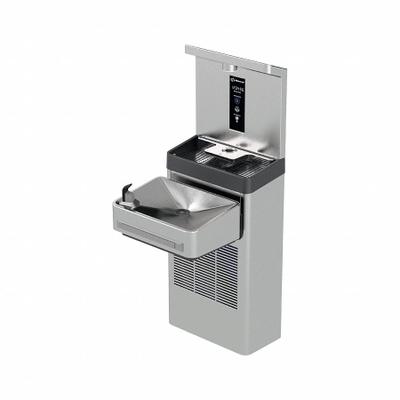 HAWS Drinking Fountain: On-Wall, 8 gph @ 50°F, Push Bar Fountain & Touchless Bottle Filter - On-Wall Single Drinking Fountains with Bottle Fillers