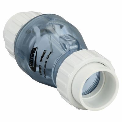 VALTERRA Check Valve: Swing, Inline Valve Body, 2 in Pipe Size, True Union Socket - PVC Inline Spring-Loaded Swing Check Valves