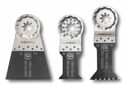 FEIN Oscillating Tool Blade Set: 3 Blades, Straight, Starlock Plus Connection - Starlock Plus Mounted Sets