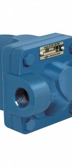 Steam Trap: Cast Iron, 1 in FNPT, 5,200 lb/hr, 65 psi Max., 450°F Max., In-line (MPN 1 FTE-65). Key specifications — Brand: NICHOLSON; Installation Orientation: Horizontal; Float Material: Stainless Steel; Manufacturer Series: FTE.