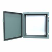 HAMMOND Electrical Enclosure: Steel, 20 in x 20 in x 8 in, NEMA 12/13, w/Panel, Solid Cover, Hinged (MPN 1418D8). Key specifications — Brand: HAMMOND; Closure Method: Clamps; Knockouts: Not Included.