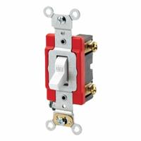 LEVITON Wall Switch: Toggle Switch, Single Pole, Maintained, White, 120/277V AC, 20 A (MPN A1221-2W). Key specifications — Illuminated: No; Voltage Rating: 120/277V AC.