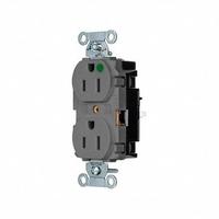 HUBBELL Receptacle: Hospital Grade, Duplex, 5-15R, Gray, 125V AC, 15 A, 2 Pole / 3 Wire (MPN 8200STGY)