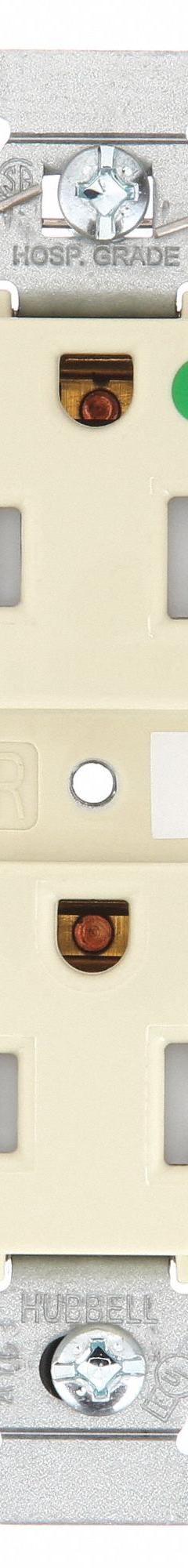 BRYANT Receptacle: Hospital Grade Fed. Spec., Duplex, 5-20R, Ivory, 125V AC, 20 A, 2 Pole / 3 Wire (MPN 8300HBITR)