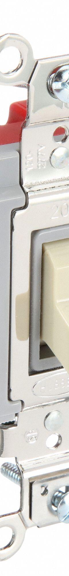 BRYANT Wall Switch: Toggle Switch, 3-Way, Maintained, Ivory, 120/277V AC, 20 A (MPN 4903GLI). Key specifications — Illuminated: Yes; Voltage Rating: 120/277V AC.