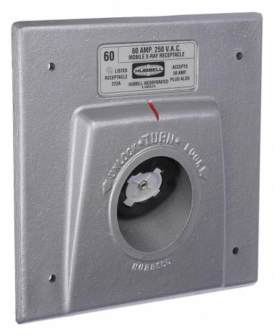 HUBBELL Locking Receptacle: Non-NEMA, Black/Gray, 250V AC, 60 A Current Rating - Hospital-Grade Receptacles