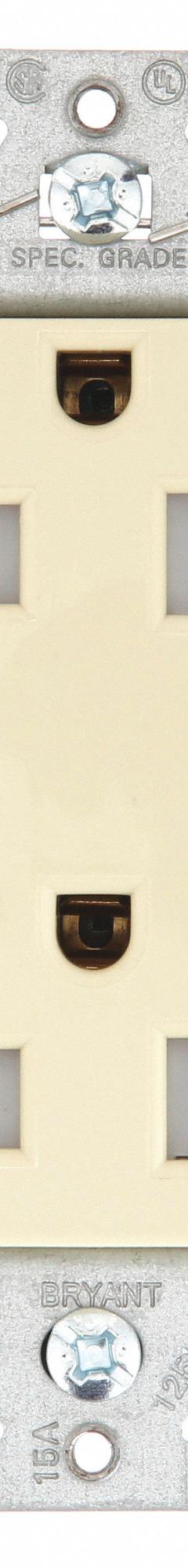 BRYANT Receptacle: Decorator Duplex, 5-15, Ivory, 125V AC, 15 A, 2 Pole / 3 Wire (MPN DRS15ITR)