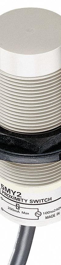 OMRON Capacitive Cylindrical Proximity Sensor: 30 mm Dia., Non-Terminated Cable, 3 Wires, PNP, PNP (MPN E2K-X15MF1). Key specifications — Brand: OMRON; AC Supply Voltage Rating: Not Rated; DC Supply Voltage Rating: 10-30V DC.