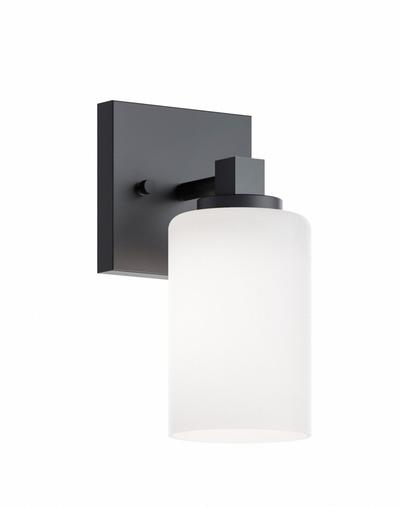 AFX INC. Decorative Sconce: Black, 60 W Fixture Watt, 120V AC, Dimmable, 4 3/4 in Lg - Leo Wall Sconces