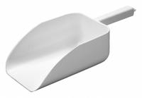 Scoop: Non-Sterile, Polypropylene, 2 L Capacity - mL, 67 5/8 fl oz Capacity - oz, 34.9 cm Overall Lg (MPN F36758-0000). Key specifications — Standards: FDA Grade Material; Color: White; Product Type: Scoop; Brand: APPROVED VENDOR.