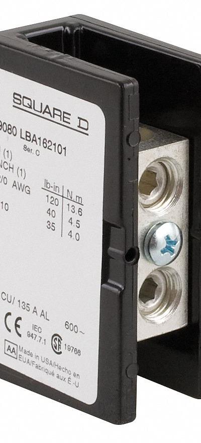 SQUARE D Power Distribution Block: Open - Open Blocks with Lugs