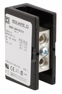 SQUARE D Power Distribution Block: Open, Lug, Lug, 4 AWG – 500 kcmil For Line Side Wire Sizes (MPN 9080LBA165212). Key specifications — attr1361688: Surface; attr1308686: SQUARE D; attr1361672: Aluminum.