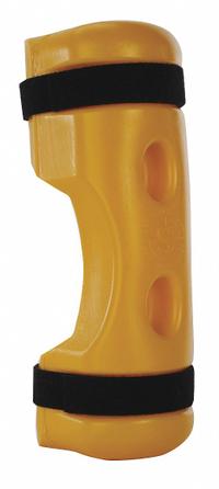 RACK SENTRY Pallet Rack Guard: Strap-On, On Upright, 3 1/2 in x 6 1/4 in x 18 in, Polymer, Yellow (MPN RSC-90). Key specifications — Brand: RACK SENTRY; Mounting Location: On Upright; Includes: (2) Straps; Color: Yellow; Material: Polymer.