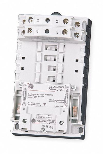 GE Lighting Magnetic Contactor: 4 Poles, 277V AC, 30 A, 2-Wire - Electrically Held Lighting Contactors