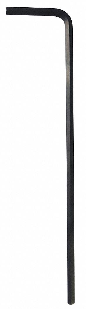 WESTWARD Hex Key: 0 Ball Ends, 2.5 mm Tip Size, Metric, Long, Alloy Steel, Black Oxide - L-Shaped Hex Keys