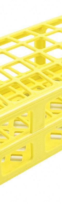 Tube Rack: Polypropylene, Yellow, (40) Wells, 40 Compartments, Benchtop (MPN HS243071Y). Key specifications — Material: Polypropylene; Mounting Location: Benchtop; Color: Yellow; Product Type: Test Tube Rack; Total Holding Capacity: (40) Wells; Brand: HEATHROW SCIENTIFIC.