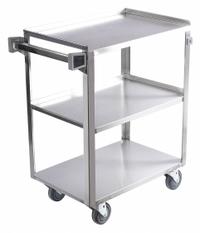 APPROVED VENDOR Utility Cart: 300 lb, 24 in L x 16 in W Shelf, 3 Shelves, Silver, No Handle (MPN 60EF12). Key specifications — Caster/Wheel Configuration: (4) Swivel; Brand: APPROVED VENDOR; Caster Wheel/Tread Material: Rubber.