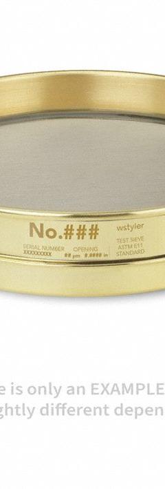 ADVANTECH Standard Stainless Steel Cloth Test Sieve: Stainless Steel, 8 in Outside Dia, 1 5/8 in Ht (MPN #3.5BS8H). Key specifications — Screen Material: Stainless Steel; Brand: ADVANTECH; Frame Material: Brass; Standards: ASTM E11; US Standard Screen Size: #3.5.