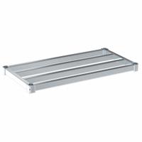NEW AGE INDUSTRIAL Shelf: 36 in x 18 in, Ventilated Shelf, 1,100 lb Shelf Capacity, 13 ga, Silver (MPN C1836HD). Key specifications — Color: Silver; Brand: NEW AGE INDUSTRIAL.