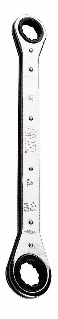 PROTO Box End Wrench: Chrome, 3/4 in_7/8 in Head Size, 9 1/4 in Overall Lg, Std, Straight (MPN J1195-A). Key specifications — attr309490: Chrome; attr309484: No; attr309492: No; attr324928: PROTO.