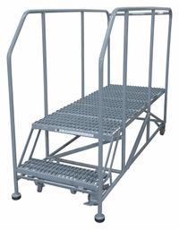 COTTERMAN Mobile Work Platform: 1.7 ft Platform Ht - Max, 36 in x 60 in, Steel, 800 lb Load Capacity (MPN 2WP3660RA3B4B8AC1P6). Key specifications — Folding: Not Foldable; Mobility: Rolling; Components Included: Rubber Foot Pads; Use Location: Indoor; Brand: COTTERMAN; Color: Gray; Height Adjustability: Fixed Height; Includes Handrails: Handrails Included.