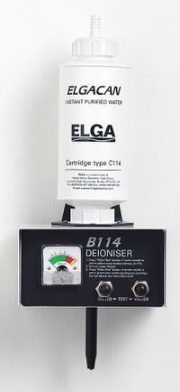 ELGA Water Purification System: Type II Water, 30 L/hr Flow Rate, Inorganics, 1-10 Megaohm, 1/2" NPT (MPN B114/A). Key specifications — Manufacturer Part Number: B114/A; Brand: ELGA; Product Type: Water Purification System; Purified Water Type: Type II Water; Feed Connection: 1/2" NPT; Feed Water Monitoring: No; Feed Source: Potable Mains Water Supply; Impurities Removed: Inorganics.