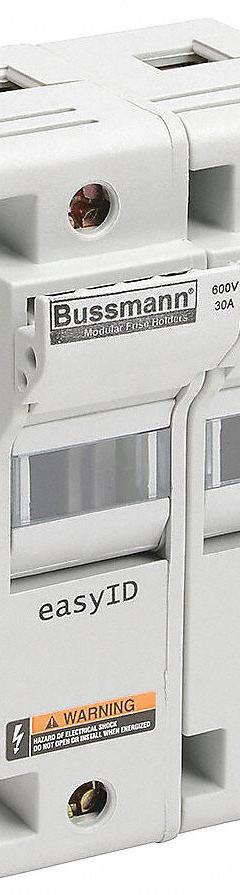 BUSSMANN Fuse Block: Finger-Safe, 2 Pole, 600 V AC, DIN Rail Mounting, Box Lug Termination (MPN CH30J2). Key specifications — Brand: BUSSMANN.