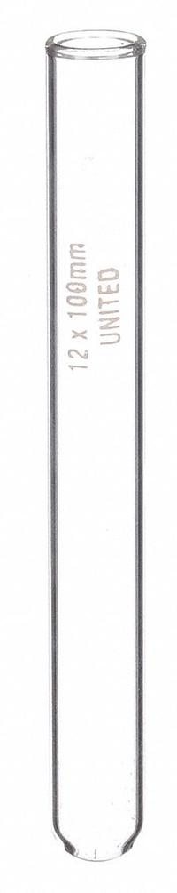 APPROVED VENDOR Test Tube: 3 mL, Test Tube, 10 mm Body Dia, 75 mm Overall Ht, Colorless, Round (MPN TT9820-A). Key specifications — Graduated: No; Includes Closure: No; Body Color: Colorless; Brand: APPROVED VENDOR; Bottom Shape: Round.