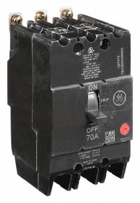 GE Molded Case Circuit Breaker: 70 A Amps, 14kA at 277/480V AC, Fixed, Lug, ABC (MPN TEY370). Key specifications — Series: TEY; Max. AIR Rating: 14kA at 277/480V AC; Instantaneous Trip: Fixed; Terminal Connection: Lug; Phase Connection: ABC.