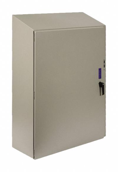 WIEGMANN Sloped Top Enclosure: Steel, 42 in x 32 in x 12 in, NEMA 12/13/3R/4, Solid Cover - Steel Washdown Enclosures