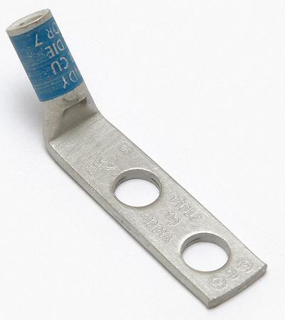 BURNDY Compression Lug: For 6 AWG, Solid/Stranded Wire, 1/4 in Stud Size, Std - Two-Hole Compression Lugs